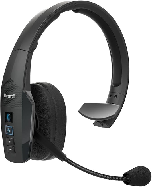 BlueParrott B450-XT Mono Bluetooth Wireless Headphones 96% Noise Canceling Over Head Trucker Headset with Mic, All Day Comfort Padded Headband, 300 ft. Wireless Range, 24 hrs. Talk Time, Black