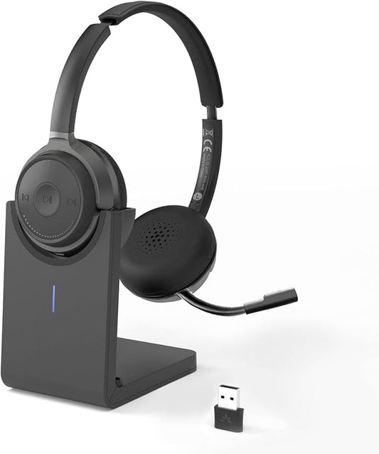 Avantree Alto 8060 aptX HD Bluetooth Headset with Smart Noise Canceling Microphone for Clear Calls even at noisy places. Sidetone Support, Wireless USB Adapter for Easy Connection with Computer Laptop