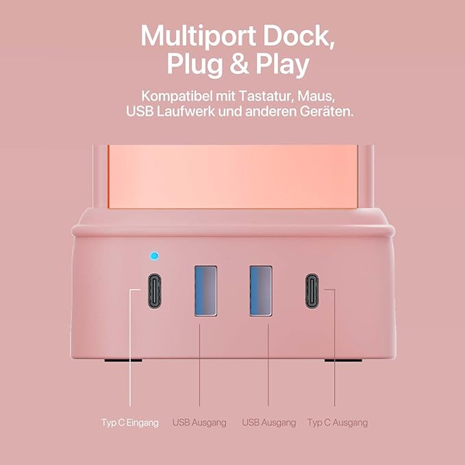 YOWU RGB Headphone Stand with Charger - 4 in 1 Docking Station & 10 Magical Light Modes - Cool Gaming Accessories (Pink)