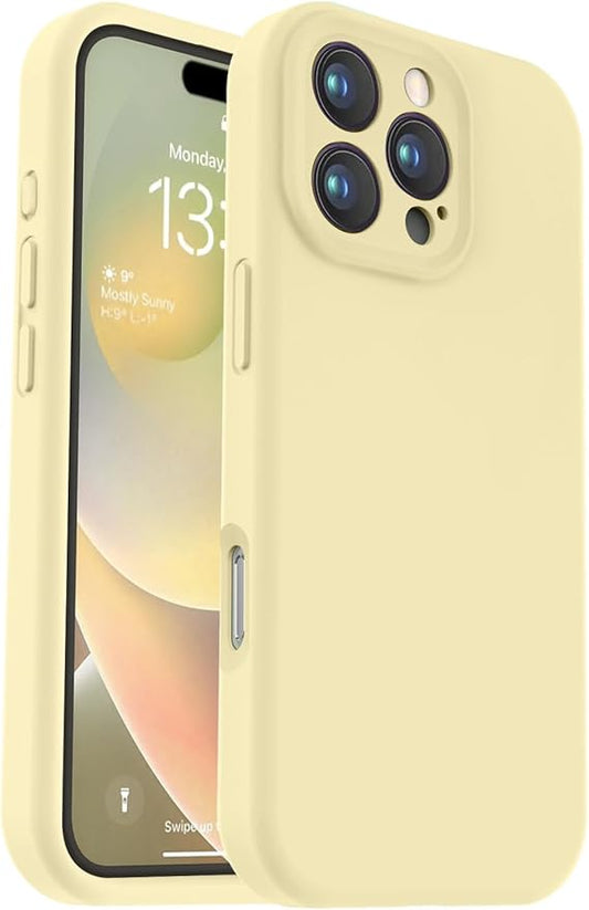 Vooii Compatible with iPhone 16 Pro Max Case, Liquid Silicone Upgrade [Camera Protection] [Soft Anti-Scratch Microfiber Lining] Shockproof Phone Case for iPhone 16 Pro Max 6.9 inch - Creamy Yellow