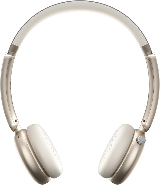 LORELEI Q60 Wireless Bluetooth On-Ear Headphones Lightweight ，Built-in Micphone, 40 Hours Up Battery Life, Bass Mode, Memory Earmuffs (Starlight)