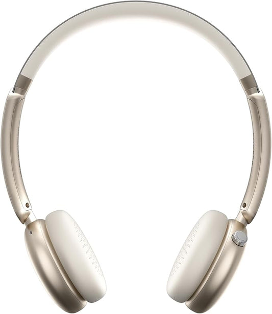 LORELEI Q60 Wireless Bluetooth On-Ear Headphones Lightweight ，Built-in Micphone, 40 Hours Up Battery Life, Bass Mode, Memory Earmuffs (Starlight)