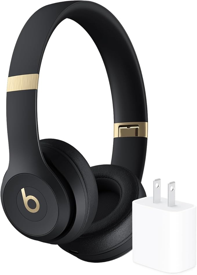 Beats Solo 4 Wireless Headphones with 20W Power Adapter - Black & Gold