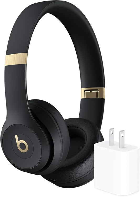 Beats Solo 4 Wireless Headphones with 20W Power Adapter - Black & Gold