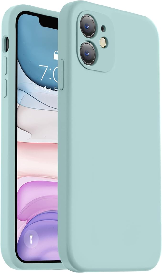 Vooii Compatible with iPhone 11 Case, Upgraded Liquid Silicone with [Flat Edges] [Camera Protection] [Soft Anti-Scratch Microfiber Lining] Phone Case for iPhone 11 6.1 inch - Mint