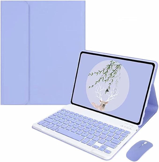 Keyboard Case Mouse for Galaxy Tab A7 Lite 8.7 Inch SM-T220/T225/T227, Detachable Cute Color Keyboard Case with S Pen Holder，Purple