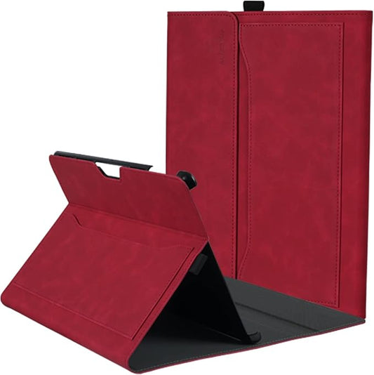 Microsoft Surface Pro 11 / Pro 10 / Pro 9 13 Inch Case, Multiple Angle Viewing Portfolio Business Cover with Pocket & Stylus Holder, Compatible with Type Cover Keyboard. (Red)