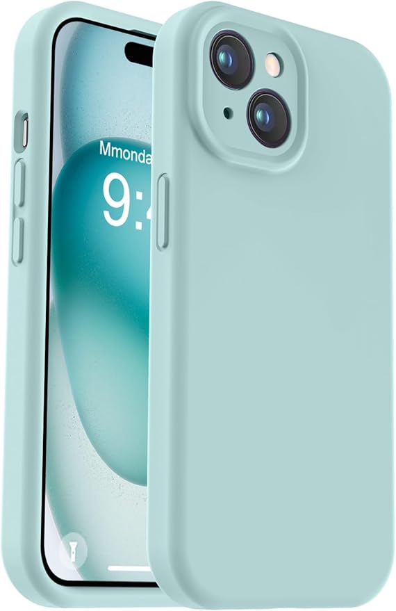 Vooii Compatible with iPhone 15 Case, Upgrade Defender Liquid Silicone, [Enhanced Camera Protection] [Soft Anti-Scratch Microfiber Lining] Shockproof Phone Case for iPhone 15 6.1 inch - Mint