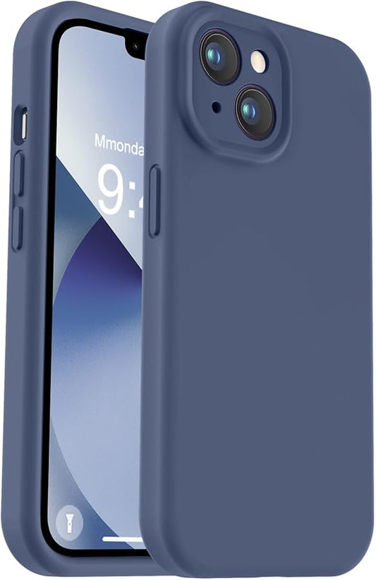 Vooii Compatible with iPhone 13 Case, Liquid Silicone Upgrade [Camera Protection] [Soft Anti-Scratch Microfiber Lining] Shockproof Phone Case for iPhone 13 6.1 inch - Navy Blue