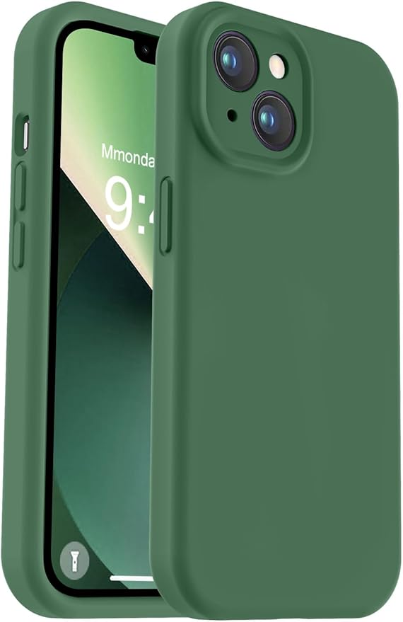 Vooii Compatible with iPhone 13 Case, Liquid Silicone Upgrade [Camera Protection] [Soft Anti-Scratch Microfiber Lining] Shockproof Phone Case for iPhone 13 6.1 inch - Green