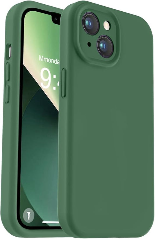 Vooii Compatible with iPhone 13 Case, Liquid Silicone Upgrade [Camera Protection] [Soft Anti-Scratch Microfiber Lining] Shockproof Phone Case for iPhone 13 6.1 inch - Green