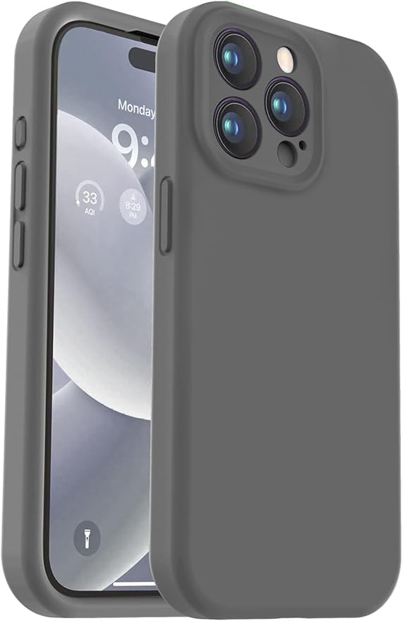 Vooii Compatible with iPhone 15 Pro Case, Upgrade Defender Liquid Silicone, [Camera Protection] [Soft Anti-Scratch Microfiber Lining] Shockproof Phone Case for iPhone 15 Pro 6.1 inch - Dark Grey