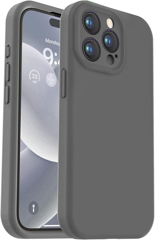 Vooii Compatible with iPhone 15 Pro Case, Upgrade Defender Liquid Silicone, [Camera Protection] [Soft Anti-Scratch Microfiber Lining] Shockproof Phone Case for iPhone 15 Pro 6.1 inch - Dark Grey