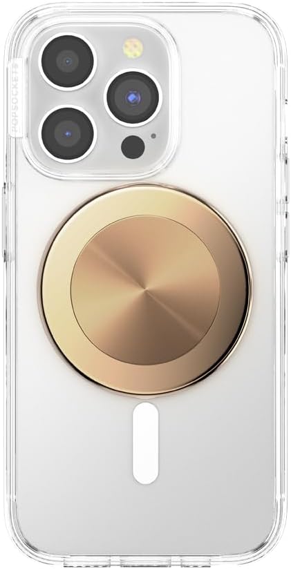 PopSockets Phone Grip for MagSafe with Kickstand, Magnetic Stand, Swappable Top, Secure Hold for iPhone MagSafe Cases, Phone & Tablet Grip - Alum Radial Gold