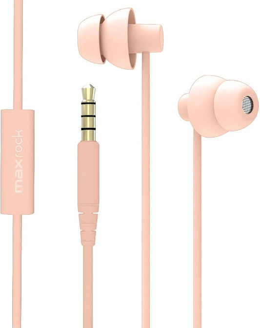 MAXROCK (TM Super Mini Total Soft Silicon Earbuds Headphones with Mic Music Sleep Choice for Cellphones Ipad Tablet Mp3 Laptop and Most 3.5mm Audio Player (Coral Pink)
