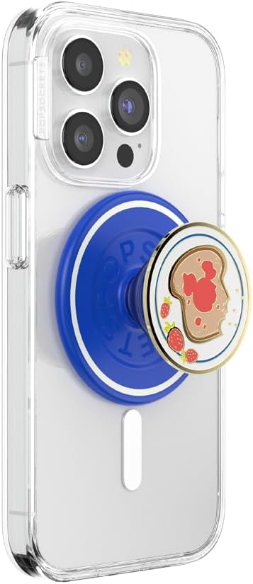 PopSockets Phone Grip for MagSafe with Kickstand, Magnetic Stand, Swappable Top, Secure Hold for iPhone MagSafe Cases, Phone & Tablet Grip, Disney - Enamel Mickey Toast