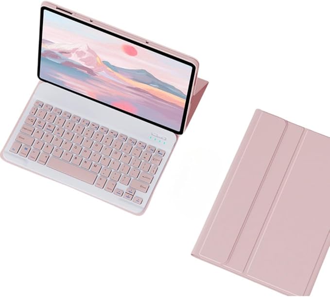 Keyboard Case for Lenovo Tab M10 Plus 3rd Gen Case 10.6 Inch 2022(TB125FU/TB128FU/TB128XU), Slim Flip Case with Magnetically Detachable Candy Color Keyboard, Pink