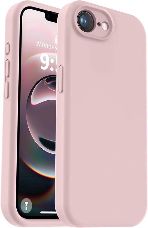 Vooii Compatible with iPhone 16e Case, Liquid Silicone Upgrade [Camera Protection] [Soft Anti-Scratch Microfiber Lining] Shockproof Phone Case for iPhone 16e 6.1 inch - Pink Sand