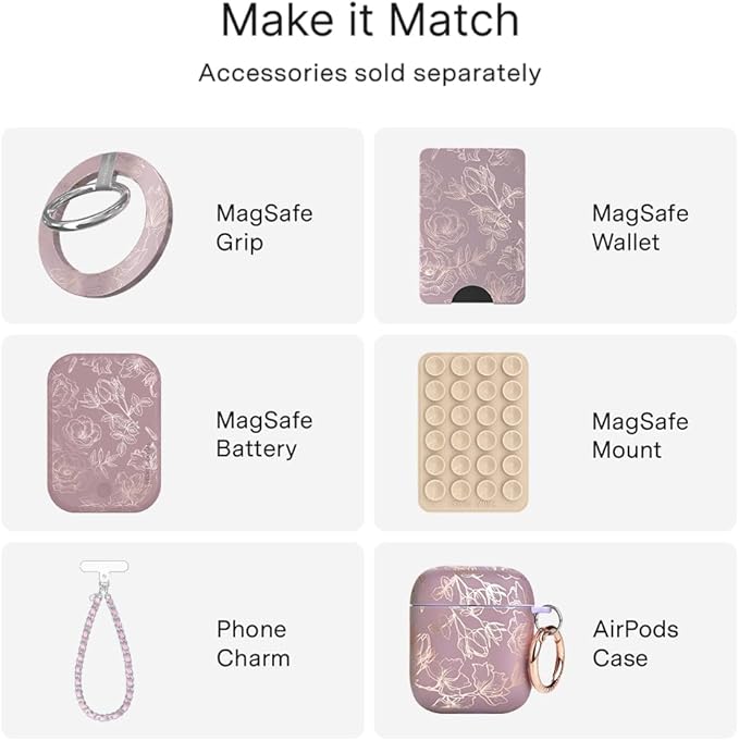 VELVET CAVIAR Case for iPhone 17 | Compatible with MagSafe | 10ft Drop Tested | Protective Designer Cases | Dusty Rose Floral