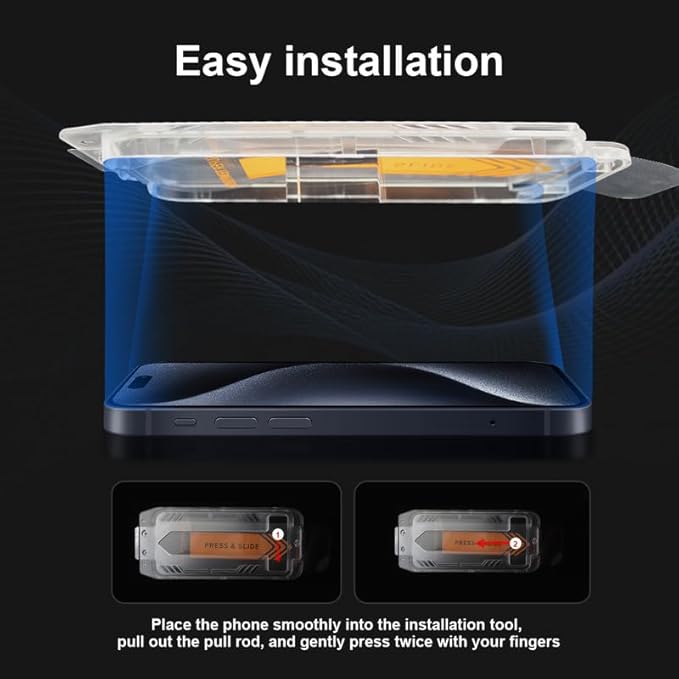 for iPhone 15 Pro Case Clear - 5-in-1 Camera Lens and Glass Screen Protector