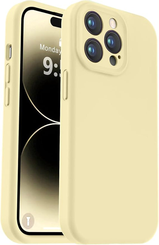 Vooii Compatible with iPhone 14 Pro Max Case, Liquid Silicone Upgrade [Camera Protection] [Soft Anti-Scratch Microfiber Lining] Shockproof Phone Case for iPhone 14 Pro Max 6.7 inch - Creamy Yellow