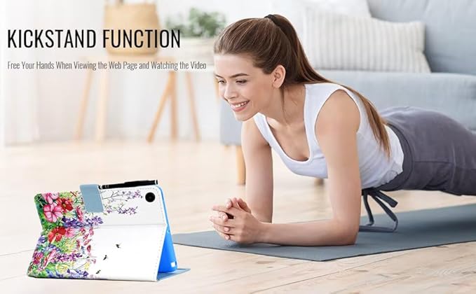 KEROM Case for Samsung Galaxy Tab A9+ Plus 11 Inch 2024 2023 (SM-X210/X216/X218), Slim PU Leather Stand Case Protective Cover for Galaxy Tab A9+/A9 Plus Tablet, Auto Wake/Sleep - Floral