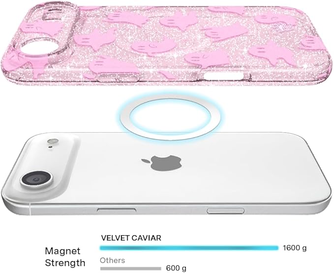 VELVET CAVIAR Case for iPhone 17 Air | Compatible with MagSafe | 10ft Drop Tested | Protective Halloween Cases | Ghosted Pink Glitter
