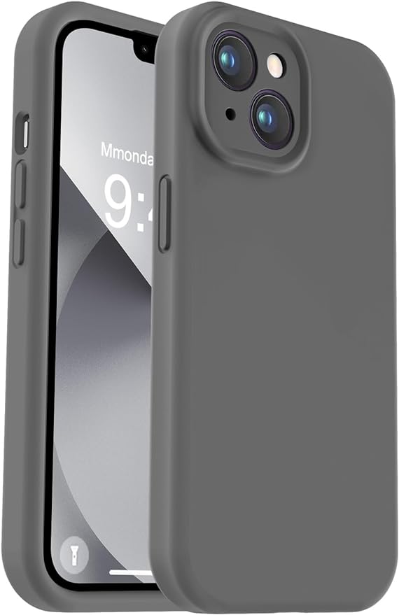 Vooii Compatible with iPhone 13 Case, Liquid Silicone Upgrade [Camera Protection] [Soft Anti-Scratch Microfiber Lining] Shockproof Phone Case for iPhone 13 6.1 inch - Dark Grey