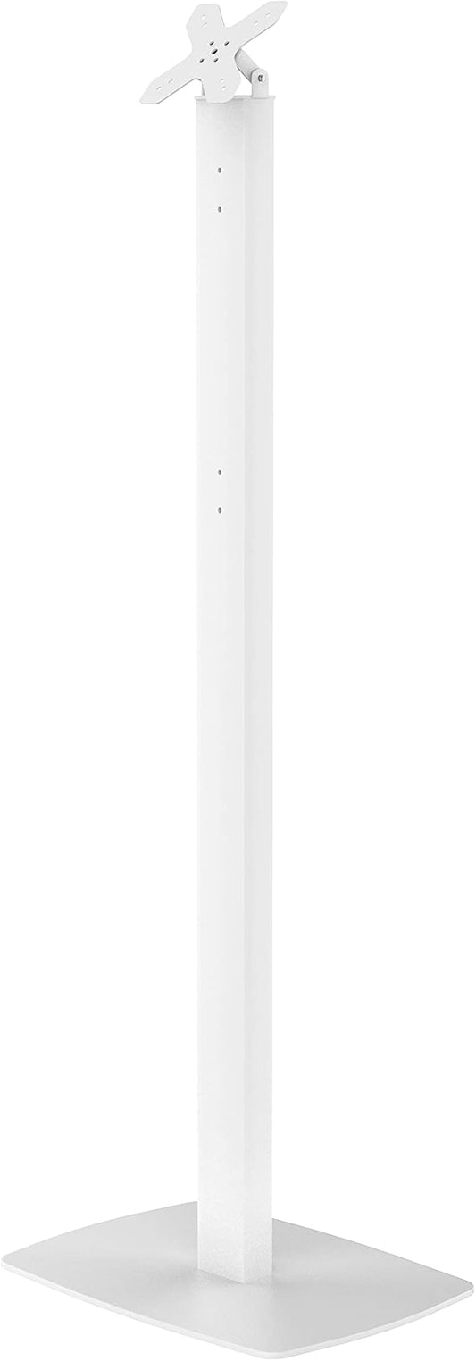Metal Pole Floor Stand- CTA Premium Thin Profile Retail & Tradeshow Stand with VESA Plate and Base – Compatible with CTA’s Locking Mount (PAD-PARAW) or Any VESA Compatible Mount (ADD-CHKW) - White