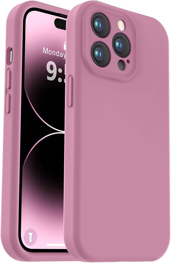 Vooii Compatible with iPhone 14 Pro Case, Liquid Silicone Upgrade [Camera Protection] [Soft Anti-Scratch Microfiber Lining] Shockproof Phone Case for iPhone 14 Pro 6.1 inch - Lavender Purple