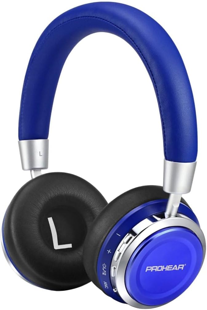 PROHEAR 010 Pro Active Noise Cancelling Headphones for Kids – Bluetooth, 85dB Safe Volume, 80H Playtime, Hi-Fi Over-Ear Wireless Headphones with Mic for iPad, Tablet, Travel – Blue