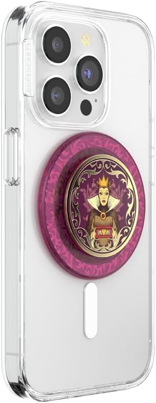 PopSockets Phone Grip for MagSafe with Kickstand, Magnetic Stand, Swappable Top, Secure Hold for iPhone MagSafe Cases, Phone & Tablet Grip, Disney - Enamel Essence of Evil Queen