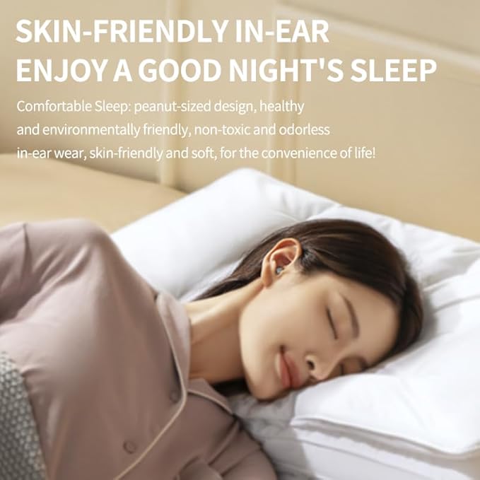 Sleep Ear Buds, True Wireless Earbuds, 2025 Ultra-Mini Bluetooth 5.4 Earbuds for Side Sleepers, Hi-Fi Stereo 3D Bass Noise Cancelling Bluetooth Headphones, Comfortable Invisible-Black