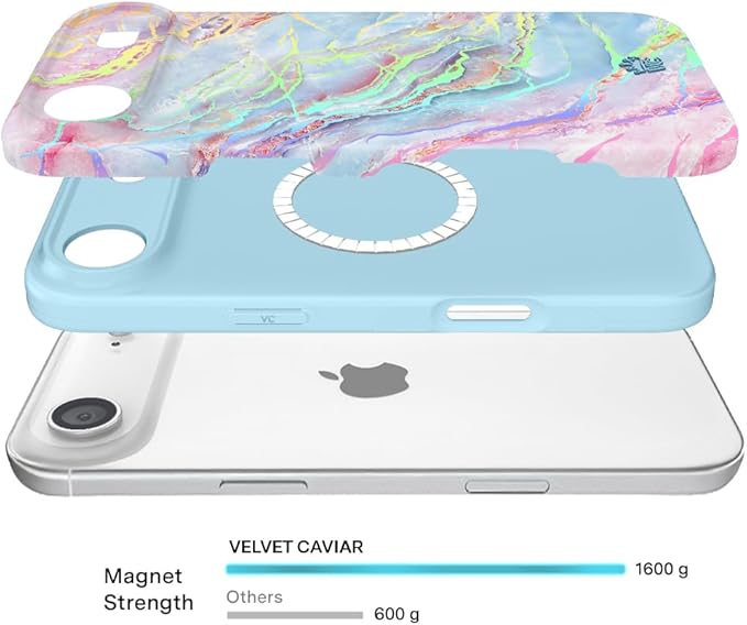 VELVET CAVIAR Case for iPhone 17 Air | Compatible with MagSafe | 10ft Drop Tested | Protective Designer Cases | Holographic Moonstone Marble