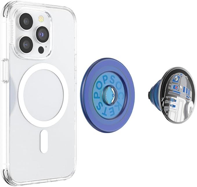 PopSockets Phone Grip for MagSafe with Kickstand, Magnetic Stand, Swappable Top, Secure Hold for iPhone MagSafe Cases, Phone & Tablet Grip, Starwars - Enamel R2D2