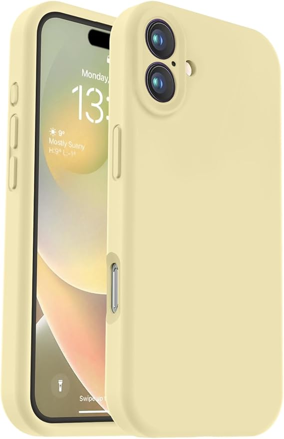 Vooii Compatible with iPhone 16 Case, Liquid Silicone Upgrade [Camera Protection] [Soft Anti-Scratch Microfiber Lining] Shockproof Phone Case for iPhone 16 6.1 inch - Creamy Yellow