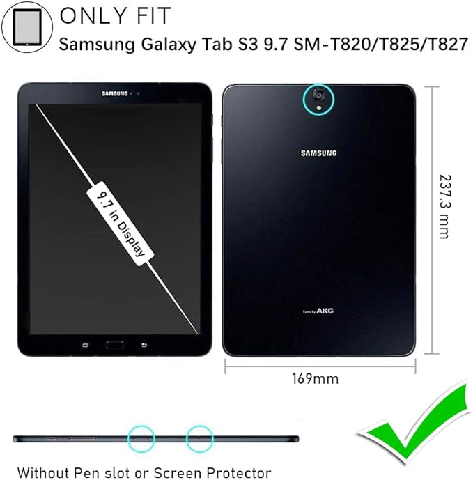 DreamerX for Samsung Galaxy Tab S3 9.7 Case T820/T825/T827, Heavy Duty Rugged Full Body Drop Protective Silicone Cover for Kids with Rotating Stand Handle Hand Strap Carrying Shoulder Strap, Black