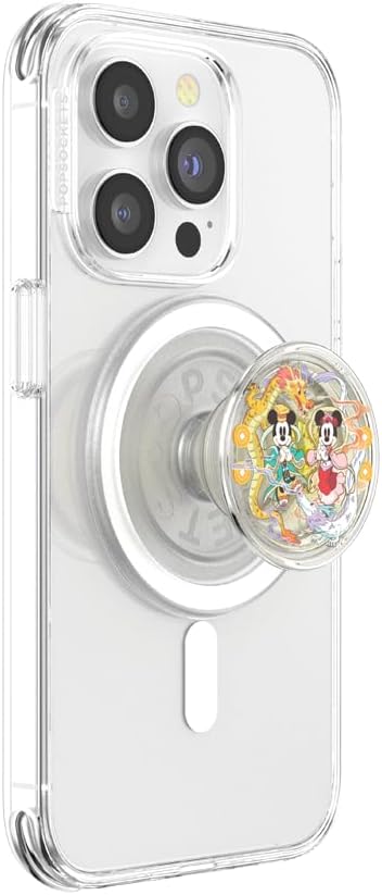 PopSockets Phone Grip for MagSafe, Secure Magnetic Phone Grip & Stand, Hands-Free Kickstand, Wireless Charging Compatible, Disney - Mickey + Minnie Year of The Dragon