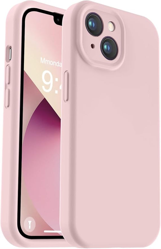 Vooii Compatible with iPhone 13 Case, Liquid Silicone Upgrade [Camera Protection] [Soft Anti-Scratch Microfiber Lining] Shockproof Phone Case for iPhone 13 6.1 inch - Pink Sand