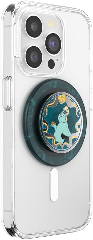PopSockets Phone Grip for MagSafe with Kickstand, Magnetic Stand, Swappable Top, Secure Hold for iPhone MagSafe Cases, Phone & Tablet Grip, Disney - Enamel Essence of Ursula
