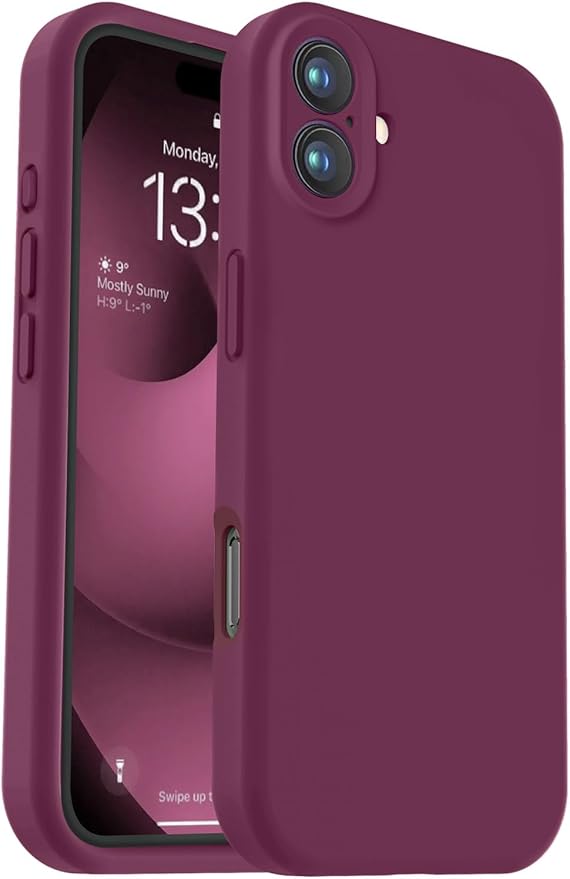 Vooii Compatible with iPhone 16 Plus Case, Liquid Silicone Upgrade [Camera Protection] [Soft Anti-Scratch Microfiber Lining] Shockproof Phone Case for iPhone 16 Plus 6.7 inch - WineRed