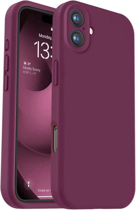Vooii Compatible with iPhone 16 Plus Case, Liquid Silicone Upgrade [Camera Protection] [Soft Anti-Scratch Microfiber Lining] Shockproof Phone Case for iPhone 16 Plus 6.7 inch - WineRed