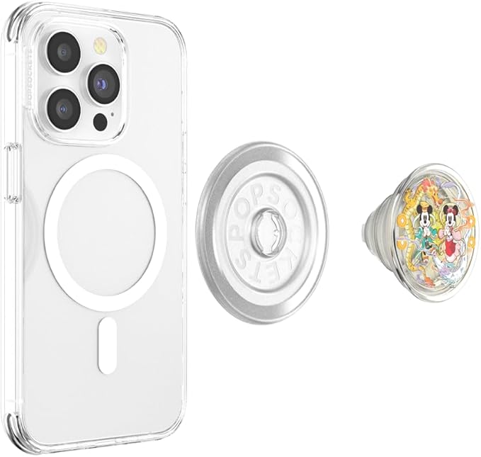 PopSockets Phone Grip for MagSafe, Secure Magnetic Phone Grip & Stand, Hands-Free Kickstand, Wireless Charging Compatible, Disney - Mickey + Minnie Year of The Dragon
