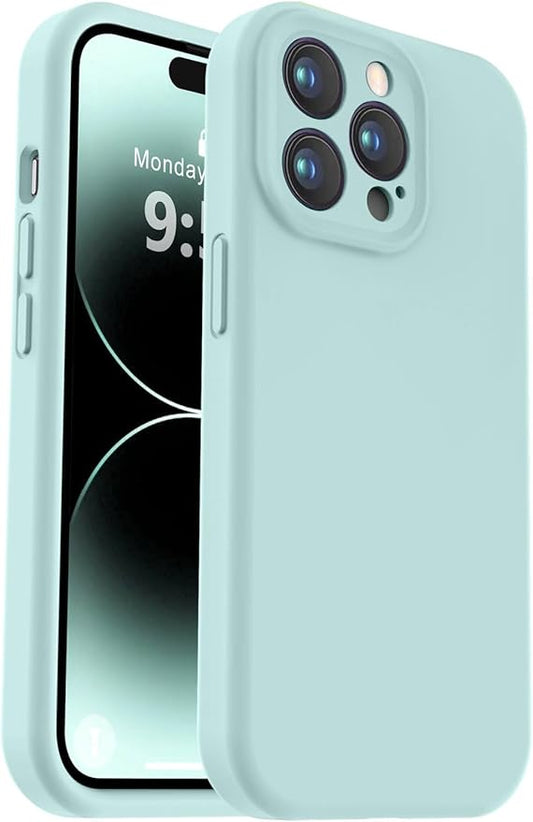 Vooii Compatible with iPhone 14 Pro Case, Liquid Silicone Upgrade [Camera Protection] [Soft Anti-Scratch Microfiber Lining] Shockproof Phone Case for iPhone 14 Pro 6.1 inch - Mint