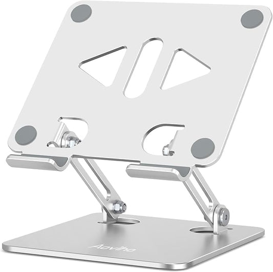 Tablet Stand Holder for Desk, Adjustable Desktop Tablet Holder, Foldable Aluminum Tablet Mount for iPad pro 11, iPad Air Mini, Samsung Galaxy Tabs Z Fold Kindle Fire 4-12 inch, Silver