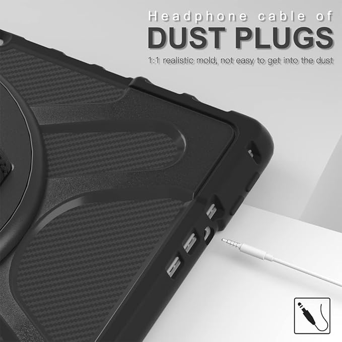 ZenRich Microsoft Surface Pro 10/11 Case 13 inch 2024, Rugged Case with 360°Rotating Kickstand and Hand Strap - Heavy Duty Shockproof, Compatible with Type Cover Keyboard - Black