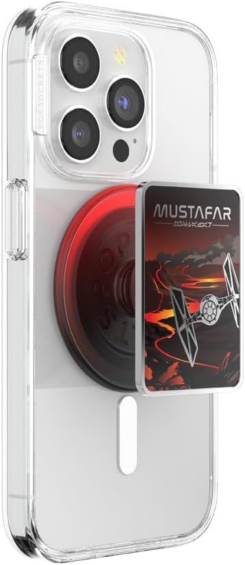 PopSockets Phone Grip for MagSafe with Kickstand, Magnetic Stand, Swappable Top, Secure Hold for iPhone MagSafe Cases, Phone & Tablet Grip, Starwars - Enamel Welcome to Mustafar