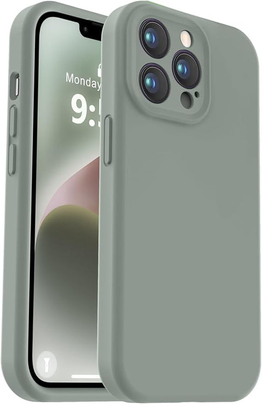 Vooii Compatible with iPhone 13 Pro Case, Liquid Silicone Upgrade [Camera Protection] [Soft Anti-Scratch Microfiber Lining] Shockproof Phone Case for iPhone 13 Pro 6.1 inch - Calke Green