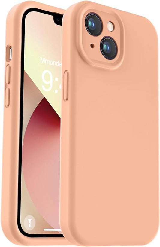 Vooii Compatible with iPhone 13 Case, Liquid Silicone Upgrade [Camera Protection] [Soft Anti-Scratch Microfiber Lining] Shockproof Phone Case for iPhone 13 6.1 inch - Cantaloupe