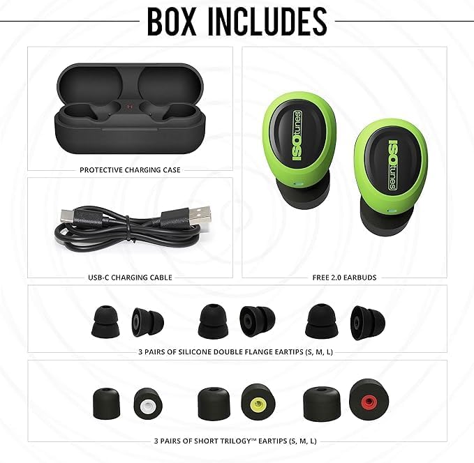 ISOtunes Free 2.0 Bluetooth Hearing Protection Earbuds - 25 dB NRR OSHA Approved Earbuds, Wireless Bluetooth Earplug Headphones for Work